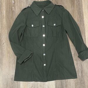 Women's Dark Green Button-Up Coat